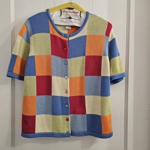 Vintage Christopher & Banks Colorful Short Sleeve Cardigan